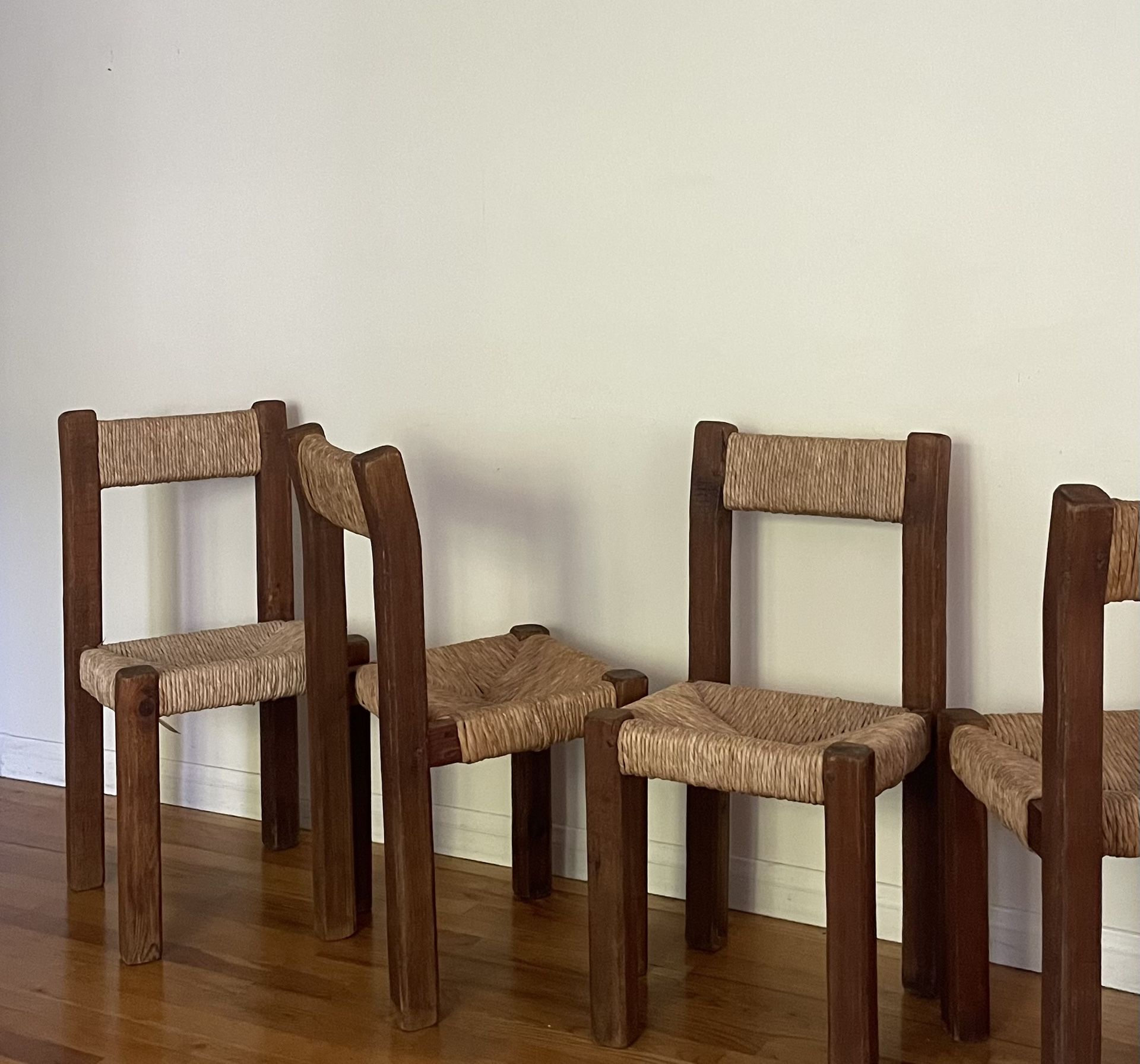 Vintage French Rustic Brutalist Dining Chairs