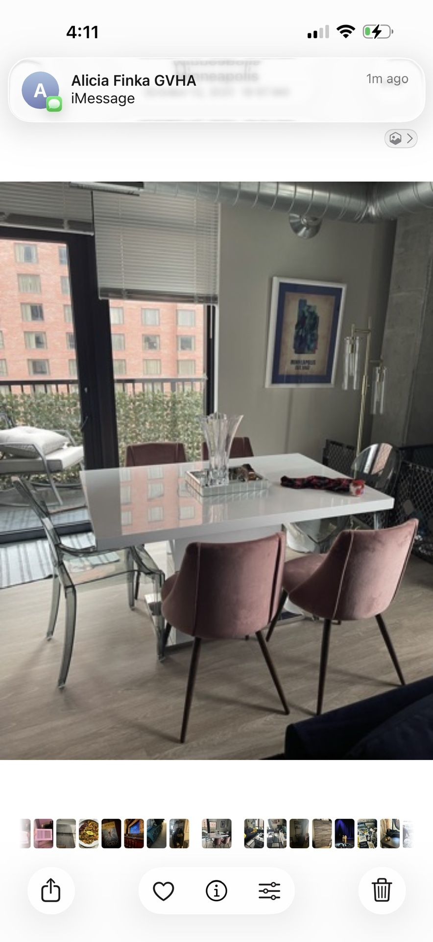 Beautiful Dining Room Table With Chrome Zigzag Design Down Base!