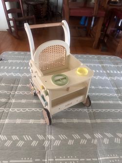 ROBUD Wooden Baby Walker Rattan Push