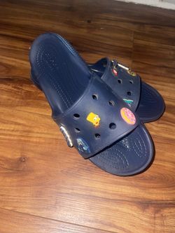 Crocs Classic Slide Navy Blue with Jibbitz
