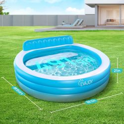 New In Box Large Pool Inflatable With Bench Round 