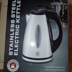 Chef's Counter Stainless Steel Electric Kettle-1.8 QT Capacity-Rotating Base Brand New Never Opened 