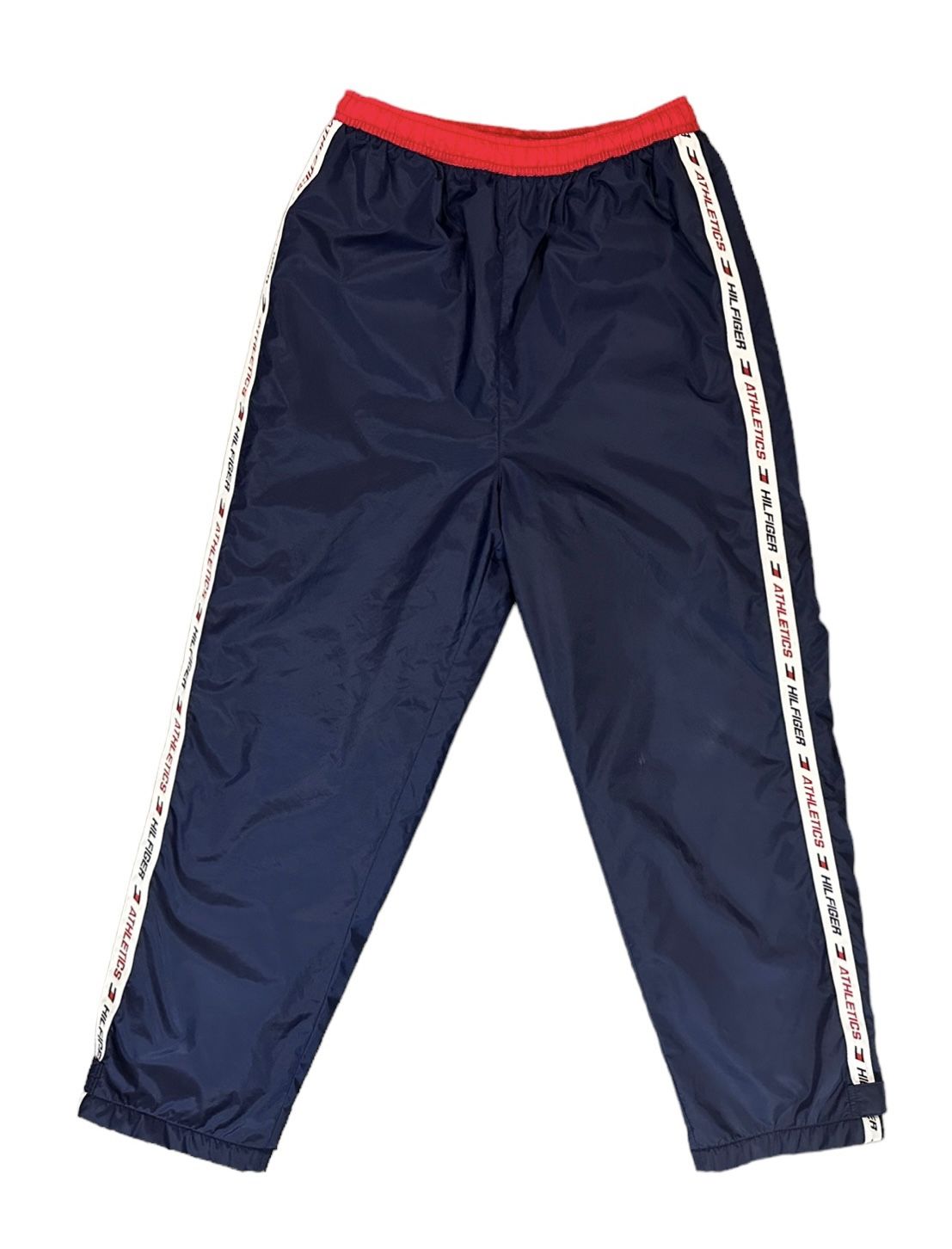 Vintage Tommy Hilfiger Windbreaker Track Pants Navy Blue/Red/White Stripe Size L