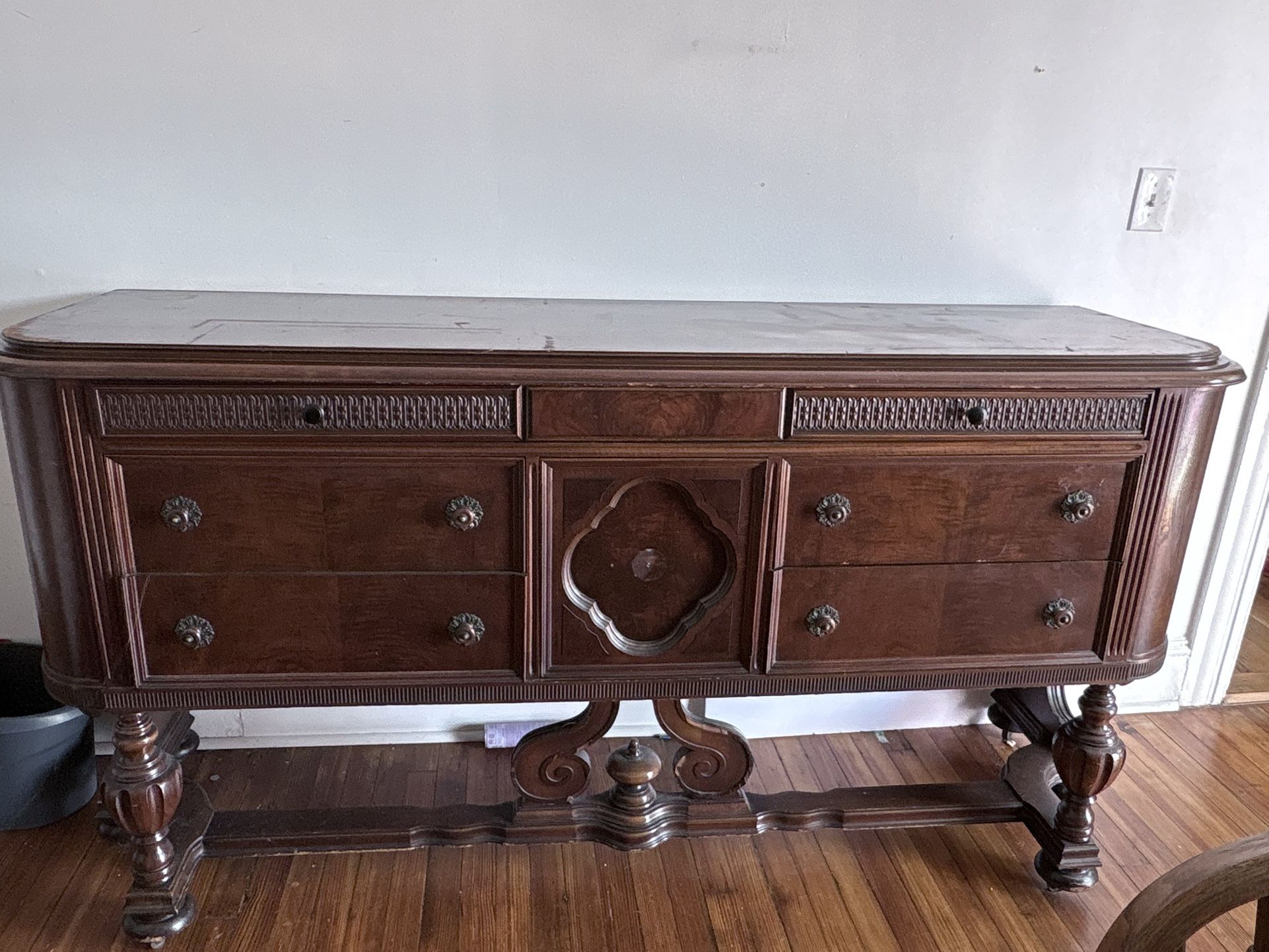 FREE β Vintage Wood Sideboard & Matching Cabinet (Pickup Only β Bridgeport, CT)
