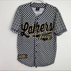 Los Angeles Lakers Checked Jersey Shirt NBA  Button Up Baseball Small S  #48