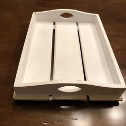 Rustic white large wood serving tray