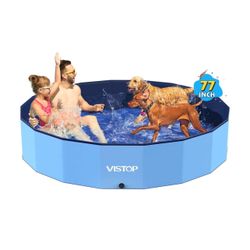 Jumbo Foldable Dog Pool, Hard Plastic Shell Portable Swimming Pool 