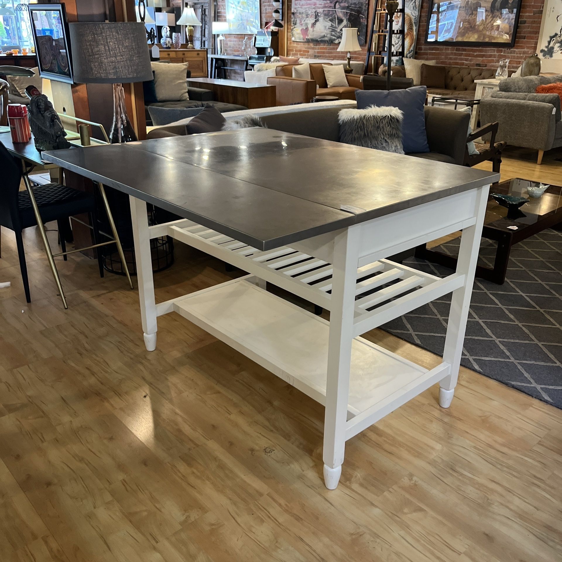 Stainless Steel Kitchen Island W Drop Leaf