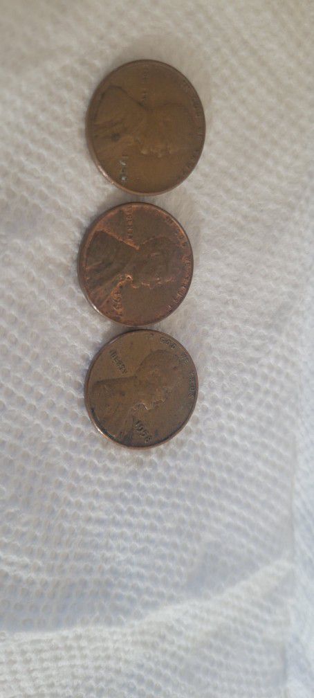 1956,1957,1958 US Wheat Pennies 