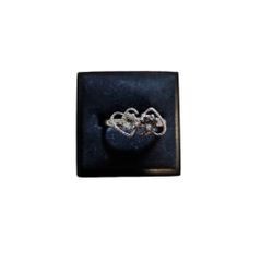 Size 6.5 Silver Toned Double Hearts Bling Ring