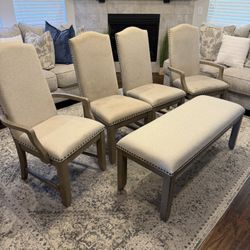 Set of 4 Upholstered Dining Table Chairs & Bench! 🤩