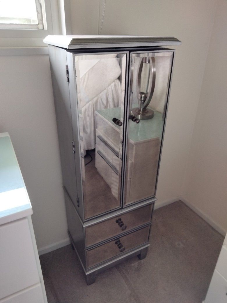 Mirrored Jewelry Chest Armoire
