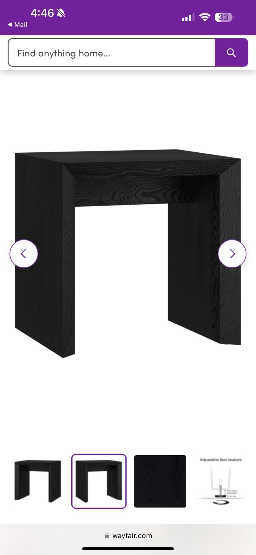 Black End Table New In Box