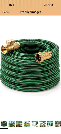 NON-EXPANDABLE Garden Hose 25 ft, Heavy Duty Flexible Water Hose, Kink Resistant Lightweight Hybrid Hose with Durable Fabric Skin, Leakproof Hose Male
