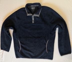 J Crew Nordic Collection Series Men's Large Blue MockNeck Warm Fleece Sweater