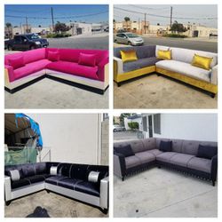 Brand NEW 7X9FT SECTIONAL COUCHES, VELVET PINK COMBO, VELVET  GOLD COMBO, VELVET BLACK COMBO, AND BLACK MICROFIBER COMBO  Sofa 