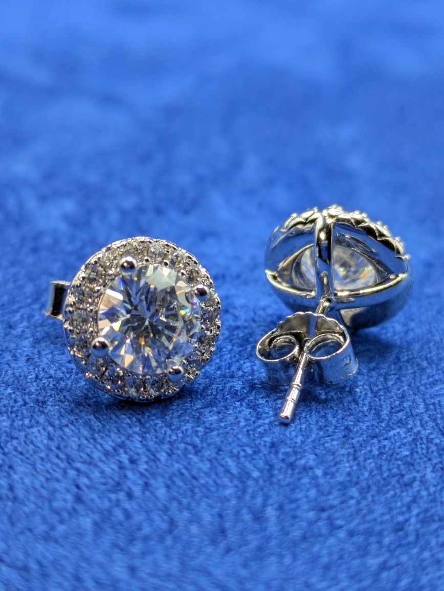 Moissanite Earrings - 2.0 Carat - Passes Diamond Tester