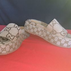 Gucci Macro GG Canvas Camel Ebony Sandal Size 39