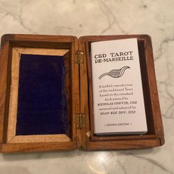 Vintage Hand Carved Wooden Box With Tarot Deck