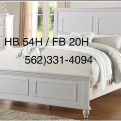Queen White Wooden Bed With BOXSPRING & 10” Orthopedic Supreme Mattress Included 📍 
