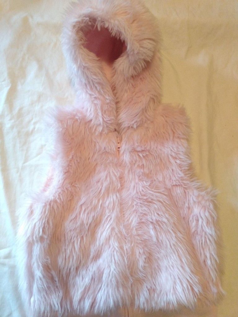 Little Girl's Pink Faux Vest W/ Hood *New*