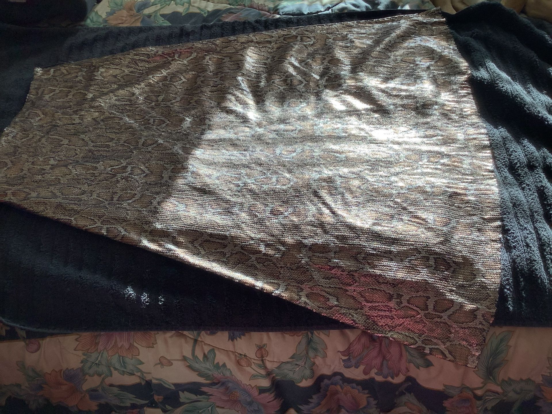 Zara Knit Gold Sequins Skirt