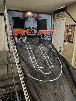 Basketball Arcade Game Set Double Shot 2 Player Basketball Hoop Machine w/ 4 Balls Electronic LED 