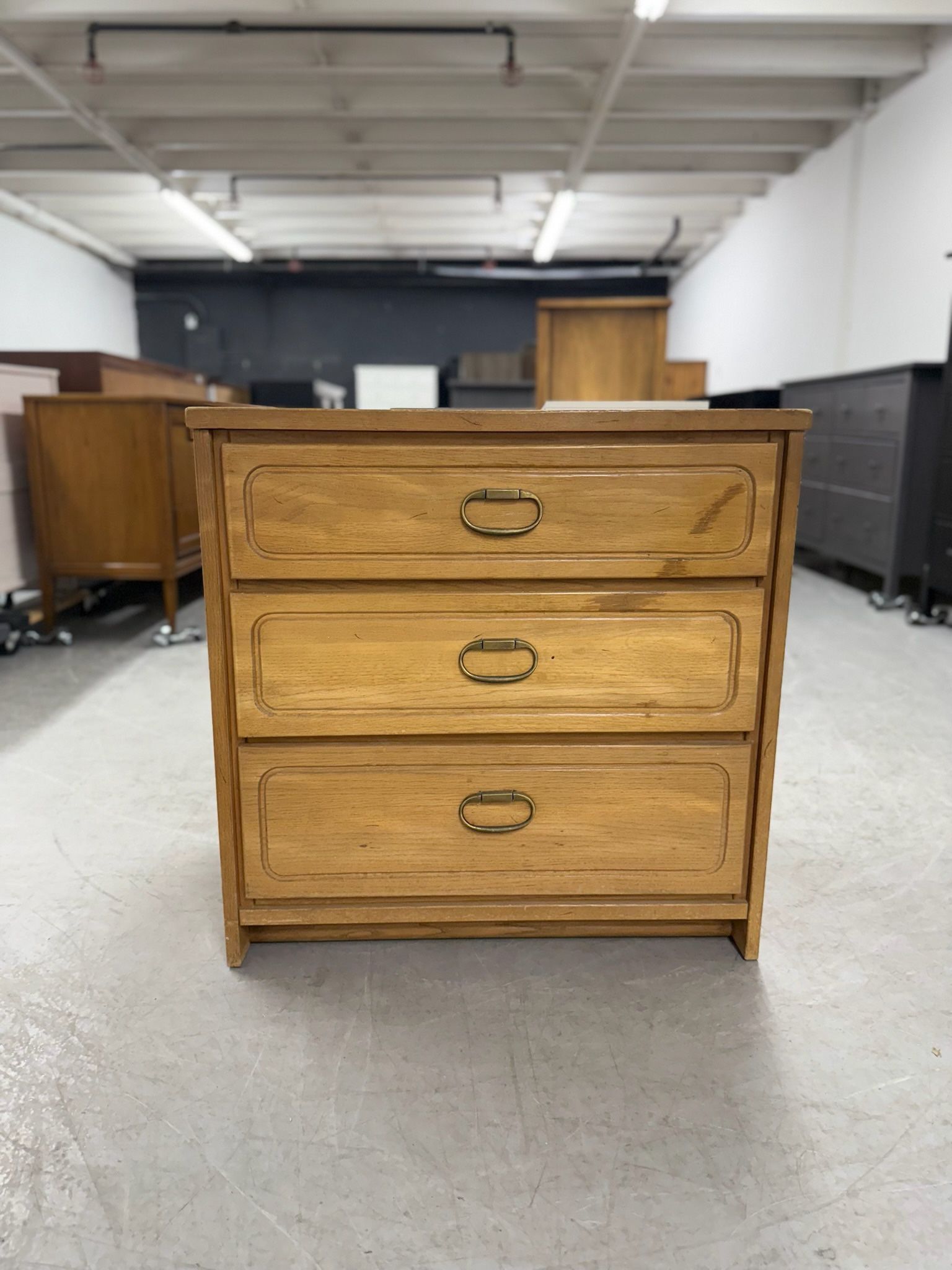 One 3 Drawer Mid Century Modern Style Nightstand / End Table / Side Table