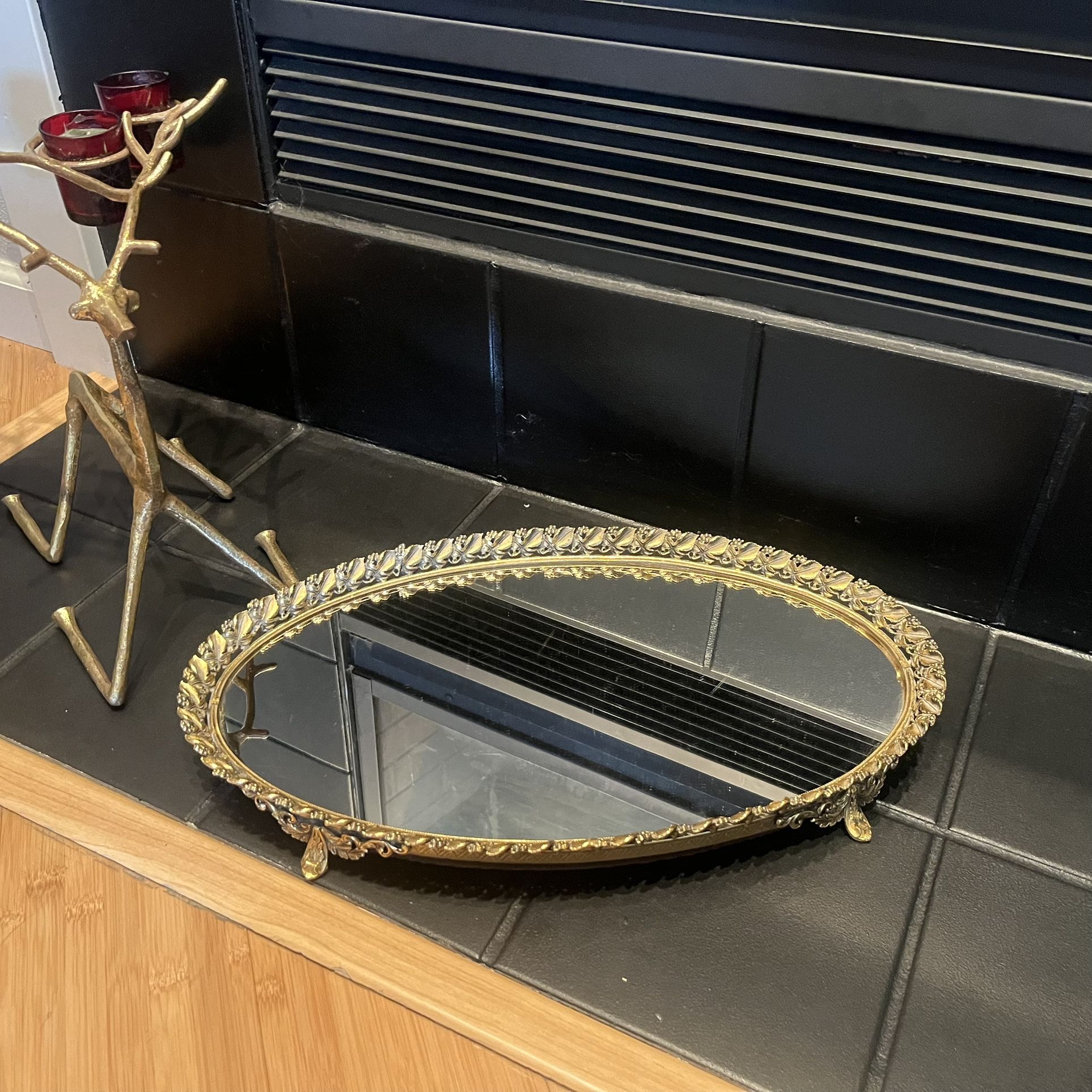 Oval Mirrored Vanity Tray Or Platter