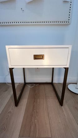 Restoration Hardware Avalon Night Stand Hardware White Wood, Antique Brass