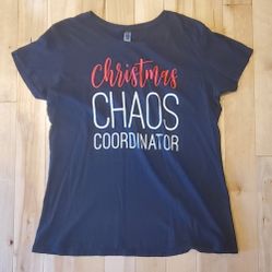 Instant Message Womens 'Christmas Chaos Coordinator' Black Top (XL)
