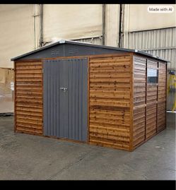 New 8'x10 Outdoor Cedar Wood Storage Shed Metal Door and top