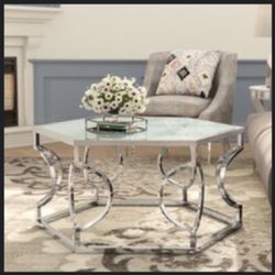 White And Silver Coffee Table 