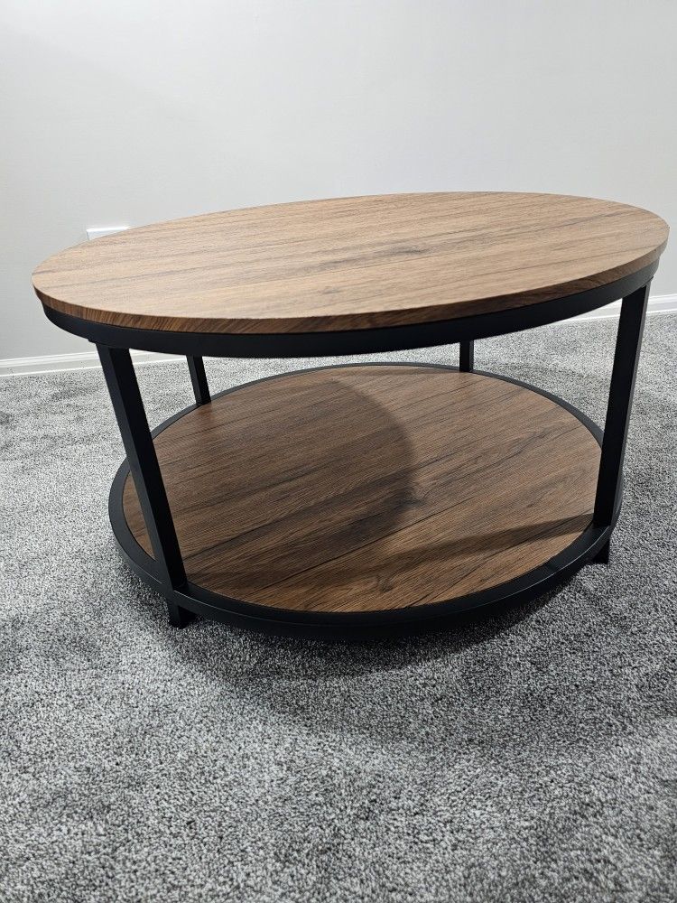 36 Inch Round Rustic Coffee Table