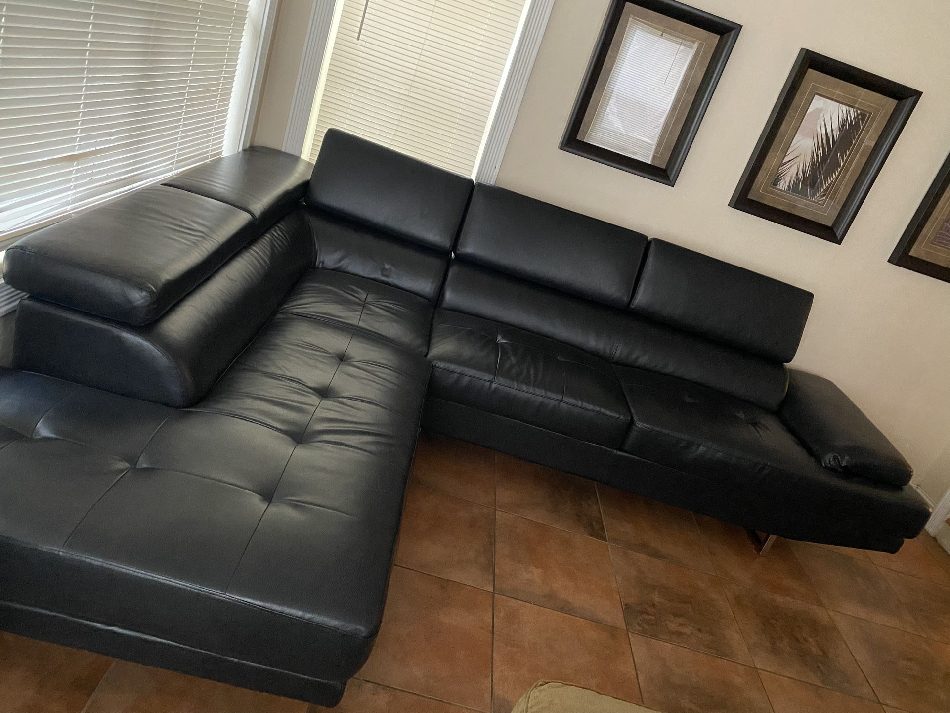 Black Leather Sectional
