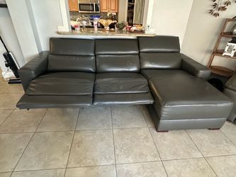Leather reclining sofa