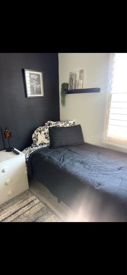 Twin Bed Set – Frame, Mattress & Bedding Included