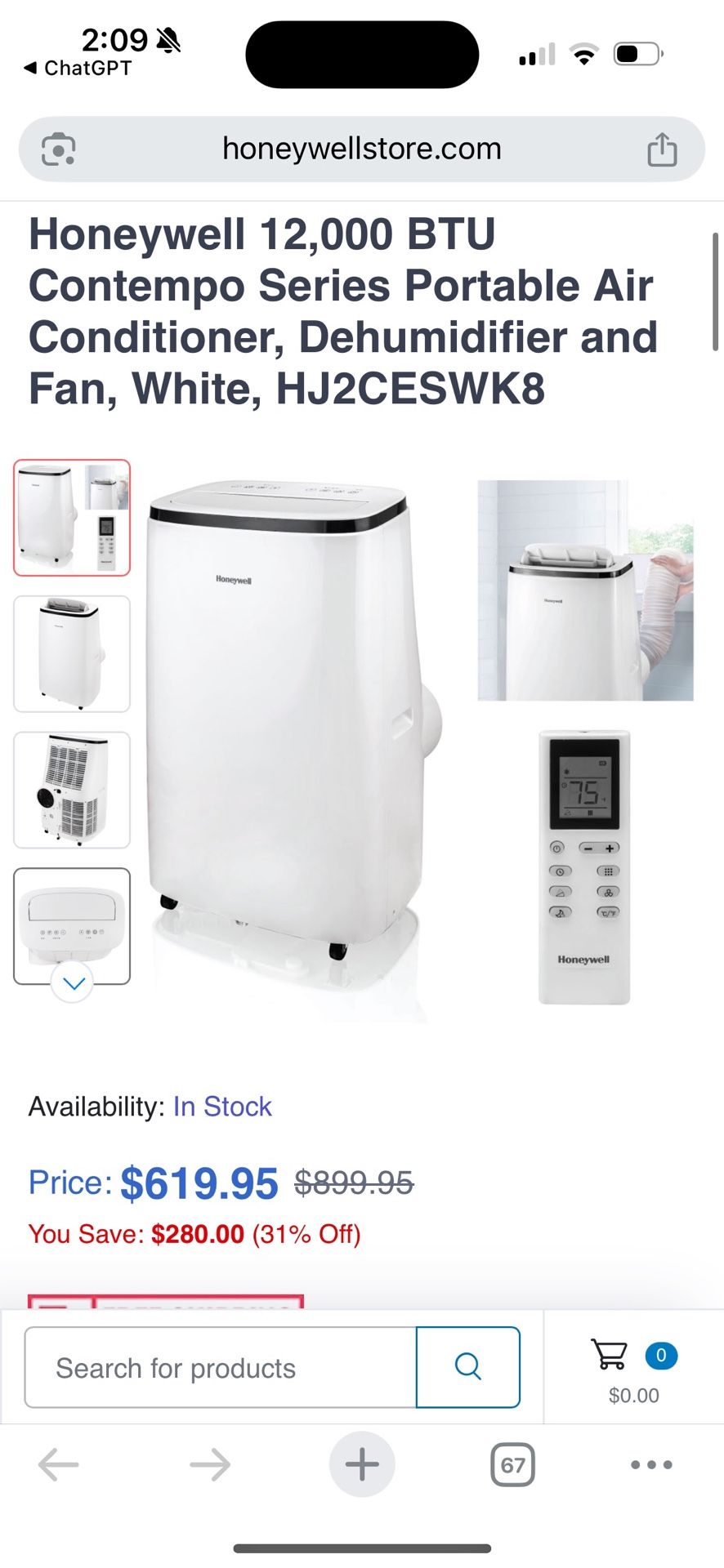 Air Conditioner A/C Honeywell 12000 BTU