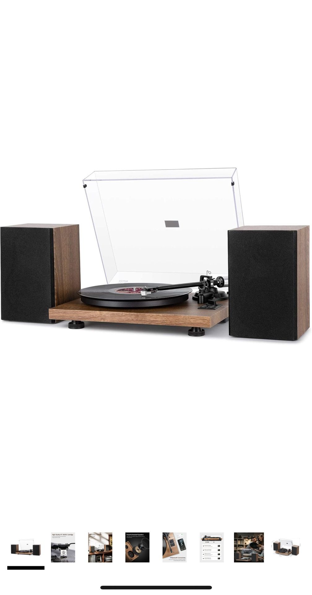 1 by ONE Bluetooth Turntable HiFi System with 36 Watt Bookshelf Speakers