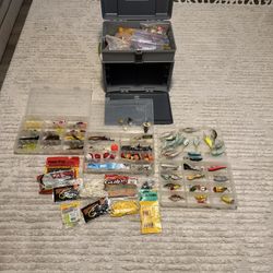 Complete Fishing Setup – 5 Rod & Reel Combos + Fully Loaded Tackle Box