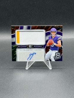 2024 Spectra Radiant Rookie Hyper Prizm #RRP-JMY JJ McCarthy Rookie Patch Auto RPA #/60