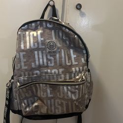 Justice Gray Backpack With Hanging Charm