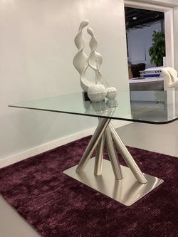 Beautiful Sliver Glass Dining Table For Sale