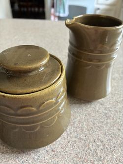 Sheffield Granada Cream and Sugar Dish Avocado Set