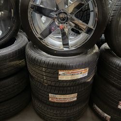 22 Inch Chrome Wheels Tires And Sensors 5x5 5x127 Jeep Cherokee Dodge Durango