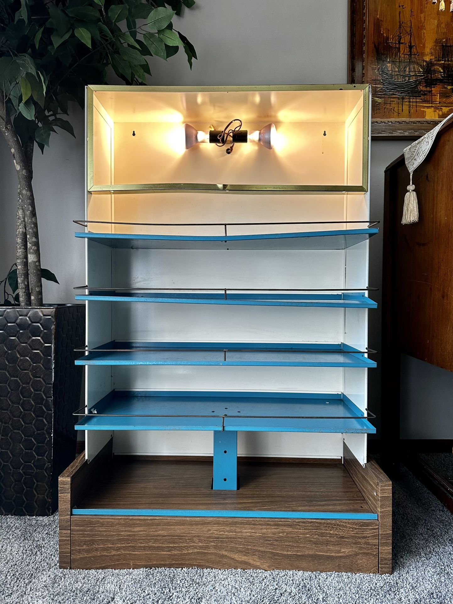 Vintage MCM Metal Shelving Shelf Display Stand