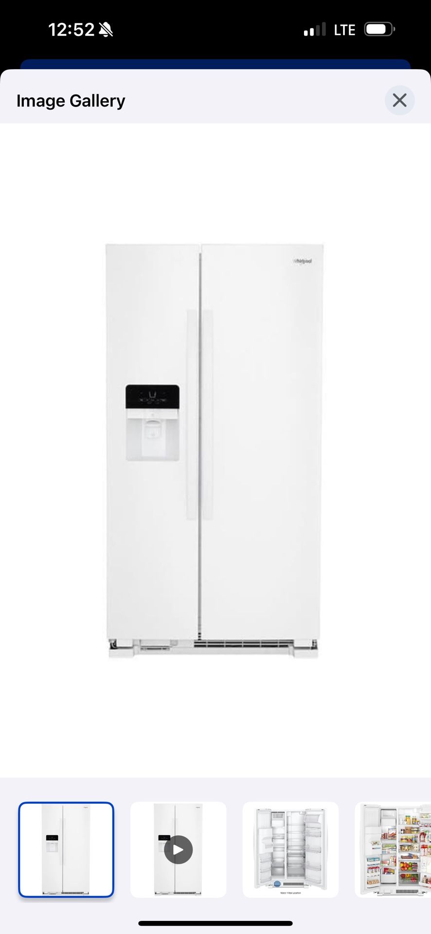 Whirlpool 21.4-cu ft Side-by-Side Refrigerator With Ice Maker, Water And Ice Dispenser (Withe)