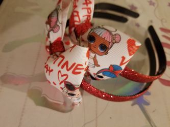 2 matching LOL doll vday glitter headbands