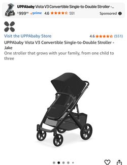 Uppababy Vista car seat, rumble seat, bassinet