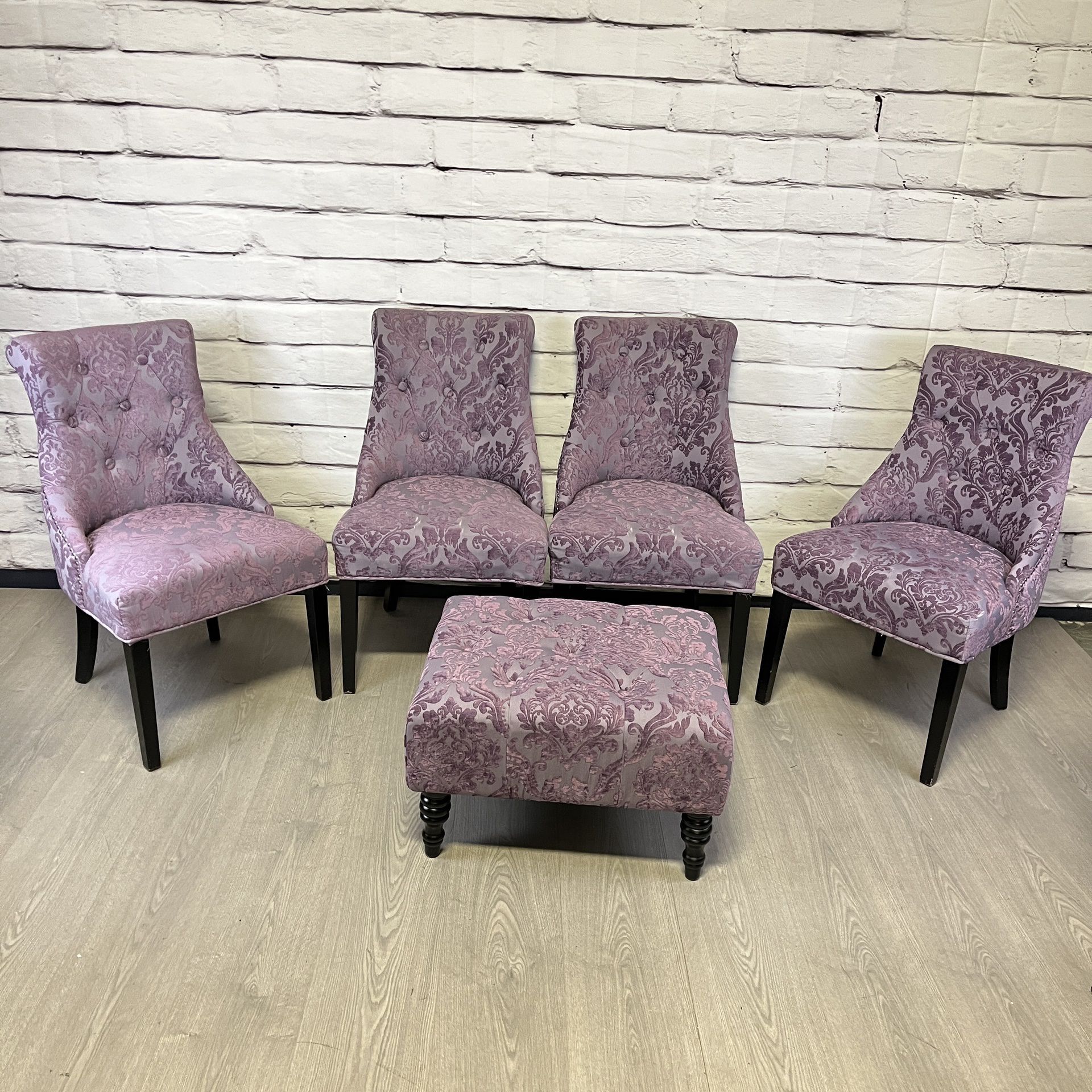 Purple Paisley Dining Chairs & Ottoman Set